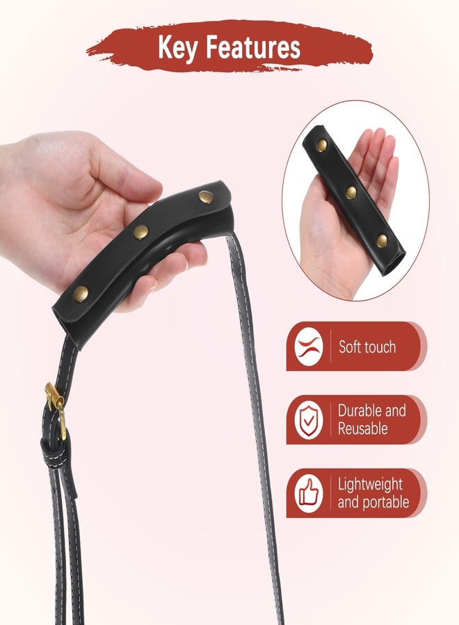 TIXIPEM Leather Handle Wrap [4PCS] - Handbag Handle Wrap Cover with 3 Metal Clasps Use for Suitcases & Bags & Shopping Totes & Wallets - [Black-5IN/13CM] Soft Purse Strap Pad - Image 5